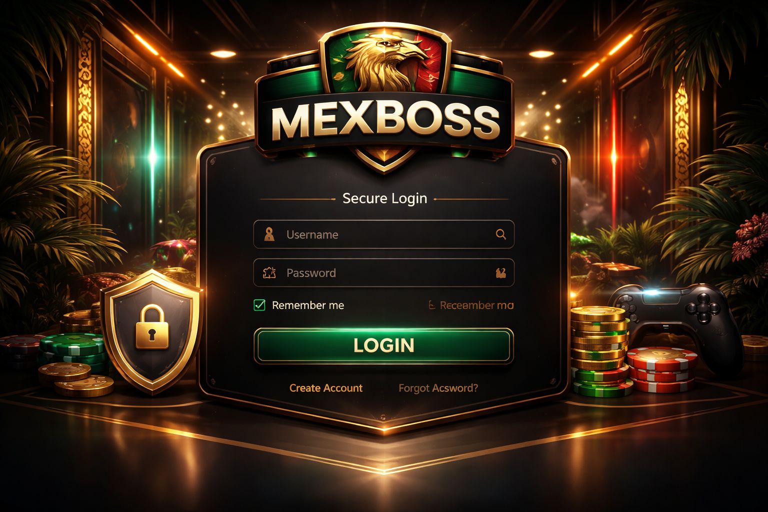 Pantalla segura de inicio de sesión de cuenta MEXBOSS para usuarios en México